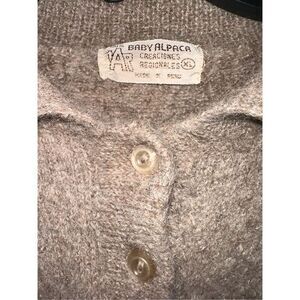 100% BABY ALPACA 3 BUTTON PULL-OVER polo LONG SLEEVE SWEATER Youth XL